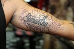 Eindhoven 28 augustus 2018
Rolf Tangel laat bij Dannyâ€™s tattooshop in Eindhoven zijn Barbie Samantha tatoos weghalen.