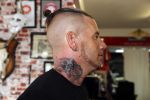 Eindhoven 28 augustus 2018
Rolf Tangel laat bij Dannyâ€™s tattooshop in Eindhoven zijn Barbie Samantha tatoos weghalen.