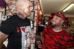 Eindhoven 28 augustus 2018
Rolf Tangel laat bij Dannyâ€™s tattooshop in Eindhoven zijn Barbie Samantha tatoos weghalen.