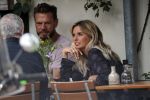 Amsterdam 28 augustus 2019
Candy Dulfer met vriend Rafael op terras en daarna op de fiets in Amsterdam.