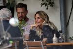 Amsterdam 28 augustus 2019
Candy Dulfer met vriend Rafael op terras en daarna op de fiets in Amsterdam.