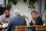 Amsterdam 28 augustus 2019
Candy Dulfer met vriend Rafael op terras en daarna op de fiets in Amsterdam.