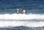 Ibiza 17 augustus 2019
Mieke v d Weij met haar man in zee bij Coco Beach.