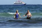 Ibiza 17 augustus 2019
Mieke v d Weij met haar man in zee bij Coco Beach.