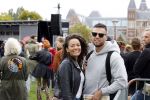 Amsterdam 5 september 2020
Demonstratie tegen Corana op het museumplein. Fajah Lourens kwam met haar vriend