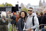 Amsterdam 5 september 2020
Demonstratie tegen Corana op het museumplein. Fajah Lourens kwam met haar vriend