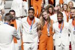 Den Haag 10 augustus 2021
Koning Willem Alexander en Koningin Maxima ontvangen op paleis noordeinde alle medaillewinnaars van de Olympische spelen in Tokyo. oa Sifan Hassan Harrie Lavreysen  Kiran Badloe Annemiek v d Vleuten Niek Kimmann Shanne Braspennincx Abdi Nageeye Jeffrey Hoogland Gabriella Schloesser Steve Wijler Arno Kamminga Sharon v Rouwendaal Tom Dumoulin Anouk Vetter Femke Bol Nouchka Fontijn Merel Smulders Sanne v Dijke Maikel v d Vleuten Kirsten Wild Annemiek Bekkering Annette Duetz Emma Oosterwegel Marit Bouwmeester Anna v d Breggen Roy v d Berg , heren 4 roeien , dames 2 roeien, heren 4x 400m  en het nederlands dames hockeyteam .Ook chef de Mission Pieter v d Hoogenband is er natuurlijk bij .