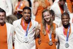 Den Haag 10 augustus 2021
Koning Willem Alexander en Koningin Maxima ontvangen op paleis noordeinde alle medaillewinnaars van de Olympische spelen in Tokyo. oa Sifan Hassan Harrie Lavreysen  Kiran Badloe Annemiek v d Vleuten Niek Kimmann Shanne Braspennincx Abdi Nageeye Jeffrey Hoogland Gabriella Schloesser Steve Wijler Arno Kamminga Sharon v Rouwendaal Tom Dumoulin Anouk Vetter Femke Bol Nouchka Fontijn Merel Smulders Sanne v Dijke Maikel v d Vleuten Kirsten Wild Annemiek Bekkering Annette Duetz Emma Oosterwegel Marit Bouwmeester Anna v d Breggen Roy v d Berg , heren 4 roeien , dames 2 roeien, heren 4x 400m  en het nederlands dames hockeyteam .Ook chef de Mission Pieter v d Hoogenband is er natuurlijk bij .