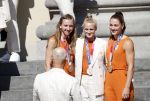 Den Haag 10 augustus 2021
Koning Willem Alexander en Koningin Maxima ontvangen op paleis noordeinde alle medaillewinnaars van de Olympische spelen in Tokyo. oa Sifan Hassan Harrie Lavreysen  Kiran Badloe Annemiek v d Vleuten Niek Kimmann Shanne Braspennincx Abdi Nageeye Jeffrey Hoogland Gabriella Schloesser Steve Wijler Arno Kamminga Sharon v Rouwendaal Tom Dumoulin Anouk Vetter Femke Bol Nouchka Fontijn Merel Smulders Sanne v Dijke Maikel v d Vleuten Kirsten Wild Annemiek Bekkering Annette Duetz Emma Oosterwegel Marit Bouwmeester Anna v d Breggen Roy v d Berg , heren 4 roeien , dames 2 roeien, heren 4x 400m  en het nederlands dames hockeyteam .Ook chef de Mission Pieter v d Hoogenband is er natuurlijk bij .