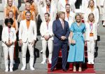 Den Haag 10 augustus 2021
Koning Willem Alexander en Koningin Maxima ontvangen op paleis noordeinde alle medaillewinnaars van de Olympische spelen in Tokyo. oa Sifan Hassan Harrie Lavreysen  Kiran Badloe Annemiek v d Vleuten Niek Kimmann Shanne Braspennincx Abdi Nageeye Jeffrey Hoogland Gabriella Schloesser Steve Wijler Arno Kamminga Sharon v Rouwendaal Tom Dumoulin Anouk Vetter Femke Bol Nouchka Fontijn Merel Smulders Sanne v Dijke Maikel v d Vleuten Kirsten Wild Annemiek Bekkering Annette Duetz Emma Oosterwegel Marit Bouwmeester Anna v d Breggen Roy v d Berg , heren 4 roeien , dames 2 roeien, heren 4x 400m  en het nederlands dames hockeyteam .Ook chef de Mission Pieter v d Hoogenband is er natuurlijk bij .