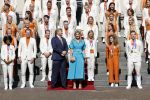 Den Haag 10 augustus 2021
Koning Willem Alexander en Koningin Maxima ontvangen op paleis noordeinde alle medaillewinnaars van de Olympische spelen in Tokyo. oa Sifan Hassan Harrie Lavreysen  Kiran Badloe Annemiek v d Vleuten Niek Kimmann Shanne Braspennincx Abdi Nageeye Jeffrey Hoogland Gabriella Schloesser Steve Wijler Arno Kamminga Sharon v Rouwendaal Tom Dumoulin Anouk Vetter Femke Bol Nouchka Fontijn Merel Smulders Sanne v Dijke Maikel v d Vleuten Kirsten Wild Annemiek Bekkering Annette Duetz Emma Oosterwegel Marit Bouwmeester Anna v d Breggen Roy v d Berg , heren 4 roeien , dames 2 roeien, heren 4x 400m  en het nederlands dames hockeyteam .Ook chef de Mission Pieter v d Hoogenband is er natuurlijk bij .