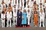 Den Haag 10 augustus 2021
Koning Willem Alexander en Koningin Maxima ontvangen op paleis noordeinde alle medaillewinnaars van de Olympische spelen in Tokyo. oa Sifan Hassan Harrie Lavreysen  Kiran Badloe Annemiek v d Vleuten Niek Kimmann Shanne Braspennincx Abdi Nageeye Jeffrey Hoogland Gabriella Schloesser Steve Wijler Arno Kamminga Sharon v Rouwendaal Tom Dumoulin Anouk Vetter Femke Bol Nouchka Fontijn Merel Smulders Sanne v Dijke Maikel v d Vleuten Kirsten Wild Annemiek Bekkering Annette Duetz Emma Oosterwegel Marit Bouwmeester Anna v d Breggen Roy v d Berg , heren 4 roeien , dames 2 roeien, heren 4x 400m  en het nederlands dames hockeyteam .Ook chef de Mission Pieter v d Hoogenband is er natuurlijk bij .