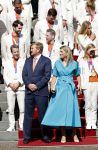Den Haag 10 augustus 2021
Koning Willem Alexander en Koningin Maxima ontvangen op paleis noordeinde alle medaillewinnaars van de Olympische spelen in Tokyo. oa Sifan Hassan Harrie Lavreysen  Kiran Badloe Annemiek v d Vleuten Niek Kimmann Shanne Braspennincx Abdi Nageeye Jeffrey Hoogland Gabriella Schloesser Steve Wijler Arno Kamminga Sharon v Rouwendaal Tom Dumoulin Anouk Vetter Femke Bol Nouchka Fontijn Merel Smulders Sanne v Dijke Maikel v d Vleuten Kirsten Wild Annemiek Bekkering Annette Duetz Emma Oosterwegel Marit Bouwmeester Anna v d Breggen Roy v d Berg , heren 4 roeien , dames 2 roeien, heren 4x 400m  en het nederlands dames hockeyteam .Ook chef de Mission Pieter v d Hoogenband is er natuurlijk bij .