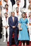 Den Haag 10 augustus 2021
Koning Willem Alexander en Koningin Maxima ontvangen op paleis noordeinde alle medaillewinnaars van de Olympische spelen in Tokyo. oa Sifan Hassan Harrie Lavreysen  Kiran Badloe Annemiek v d Vleuten Niek Kimmann Shanne Braspennincx Abdi Nageeye Jeffrey Hoogland Gabriella Schloesser Steve Wijler Arno Kamminga Sharon v Rouwendaal Tom Dumoulin Anouk Vetter Femke Bol Nouchka Fontijn Merel Smulders Sanne v Dijke Maikel v d Vleuten Kirsten Wild Annemiek Bekkering Annette Duetz Emma Oosterwegel Marit Bouwmeester Anna v d Breggen Roy v d Berg , heren 4 roeien , dames 2 roeien, heren 4x 400m  en het nederlands dames hockeyteam .Ook chef de Mission Pieter v d Hoogenband is er natuurlijk bij .