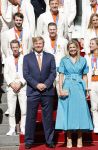 Den Haag 10 augustus 2021
Koning Willem Alexander en Koningin Maxima ontvangen op paleis noordeinde alle medaillewinnaars van de Olympische spelen in Tokyo. oa Sifan Hassan Harrie Lavreysen  Kiran Badloe Annemiek v d Vleuten Niek Kimmann Shanne Braspennincx Abdi Nageeye Jeffrey Hoogland Gabriella Schloesser Steve Wijler Arno Kamminga Sharon v Rouwendaal Tom Dumoulin Anouk Vetter Femke Bol Nouchka Fontijn Merel Smulders Sanne v Dijke Maikel v d Vleuten Kirsten Wild Annemiek Bekkering Annette Duetz Emma Oosterwegel Marit Bouwmeester Anna v d Breggen Roy v d Berg , heren 4 roeien , dames 2 roeien, heren 4x 400m  en het nederlands dames hockeyteam .Ook chef de Mission Pieter v d Hoogenband is er natuurlijk bij .