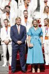 Den Haag 10 augustus 2021
Koning Willem Alexander en Koningin Maxima ontvangen op paleis noordeinde alle medaillewinnaars van de Olympische spelen in Tokyo. oa Sifan Hassan Harrie Lavreysen  Kiran Badloe Annemiek v d Vleuten Niek Kimmann Shanne Braspennincx Abdi Nageeye Jeffrey Hoogland Gabriella Schloesser Steve Wijler Arno Kamminga Sharon v Rouwendaal Tom Dumoulin Anouk Vetter Femke Bol Nouchka Fontijn Merel Smulders Sanne v Dijke Maikel v d Vleuten Kirsten Wild Annemiek Bekkering Annette Duetz Emma Oosterwegel Marit Bouwmeester Anna v d Breggen Roy v d Berg , heren 4 roeien , dames 2 roeien, heren 4x 400m  en het nederlands dames hockeyteam .Ook chef de Mission Pieter v d Hoogenband is er natuurlijk bij .