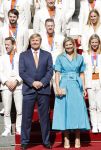 Den Haag 10 augustus 2021
Koning Willem Alexander en Koningin Maxima ontvangen op paleis noordeinde alle medaillewinnaars van de Olympische spelen in Tokyo. oa Sifan Hassan Harrie Lavreysen  Kiran Badloe Annemiek v d Vleuten Niek Kimmann Shanne Braspennincx Abdi Nageeye Jeffrey Hoogland Gabriella Schloesser Steve Wijler Arno Kamminga Sharon v Rouwendaal Tom Dumoulin Anouk Vetter Femke Bol Nouchka Fontijn Merel Smulders Sanne v Dijke Maikel v d Vleuten Kirsten Wild Annemiek Bekkering Annette Duetz Emma Oosterwegel Marit Bouwmeester Anna v d Breggen Roy v d Berg , heren 4 roeien , dames 2 roeien, heren 4x 400m  en het nederlands dames hockeyteam .Ook chef de Mission Pieter v d Hoogenband is er natuurlijk bij .