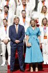 Den Haag 10 augustus 2021
Koning Willem Alexander en Koningin Maxima ontvangen op paleis noordeinde alle medaillewinnaars van de Olympische spelen in Tokyo. oa Sifan Hassan Harrie Lavreysen  Kiran Badloe Annemiek v d Vleuten Niek Kimmann Shanne Braspennincx Abdi Nageeye Jeffrey Hoogland Gabriella Schloesser Steve Wijler Arno Kamminga Sharon v Rouwendaal Tom Dumoulin Anouk Vetter Femke Bol Nouchka Fontijn Merel Smulders Sanne v Dijke Maikel v d Vleuten Kirsten Wild Annemiek Bekkering Annette Duetz Emma Oosterwegel Marit Bouwmeester Anna v d Breggen Roy v d Berg , heren 4 roeien , dames 2 roeien, heren 4x 400m  en het nederlands dames hockeyteam .Ook chef de Mission Pieter v d Hoogenband is er natuurlijk bij .