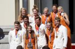 Den Haag 10 augustus 2021
Koning Willem Alexander en Koningin Maxima ontvangen op paleis noordeinde alle medaillewinnaars van de Olympische spelen in Tokyo. oa Sifan Hassan Harrie Lavreysen  Kiran Badloe Annemiek v d Vleuten Niek Kimmann Shanne Braspennincx Abdi Nageeye Jeffrey Hoogland Gabriella Schloesser Steve Wijler Arno Kamminga Sharon v Rouwendaal Tom Dumoulin Anouk Vetter Femke Bol Nouchka Fontijn Merel Smulders Sanne v Dijke Maikel v d Vleuten Kirsten Wild Annemiek Bekkering Annette Duetz Emma Oosterwegel Marit Bouwmeester Anna v d Breggen Roy v d Berg , heren 4 roeien , dames 2 roeien, heren 4x 400m  en het nederlands dames hockeyteam .Ook chef de Mission Pieter v d Hoogenband is er natuurlijk bij .