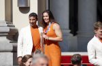 Den Haag 10 augustus 2021
Koning Willem Alexander en Koningin Maxima ontvangen op paleis noordeinde alle medaillewinnaars van de Olympische spelen in Tokyo. oa Sifan Hassan Harrie Lavreysen  Kiran Badloe Annemiek v d Vleuten Niek Kimmann Shanne Braspennincx Abdi Nageeye Jeffrey Hoogland Gabriella Schloesser Steve Wijler Arno Kamminga Sharon v Rouwendaal Tom Dumoulin Anouk Vetter Femke Bol Nouchka Fontijn Merel Smulders Sanne v Dijke Maikel v d Vleuten Kirsten Wild Annemiek Bekkering Annette Duetz Emma Oosterwegel Marit Bouwmeester Anna v d Breggen Roy v d Berg , heren 4 roeien , dames 2 roeien, heren 4x 400m  en het nederlands dames hockeyteam .Ook chef de Mission Pieter v d Hoogenband is er natuurlijk bij .