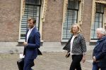 Den Haag 31 augustus 2021
Mark Rutte , Wopke Hoekstra Lillianne Ploumen Jesse Klaver Sigrid Kaag Gert Jan Segers en Rob Jetten op gesprek bij Mariette Hamer ivm vormen van nieuwe regering op het binnenhof.