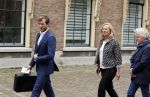 Den Haag 31 augustus 2021
Mark Rutte , Wopke Hoekstra Lillianne Ploumen Jesse Klaver Sigrid Kaag Gert Jan Segers en Rob Jetten op gesprek bij Mariette Hamer ivm vormen van nieuwe regering op het binnenhof.