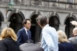 Den Haag 31 augustus 2021
Mark Rutte , Wopke Hoekstra Lillianne Ploumen Jesse Klaver Sigrid Kaag Gert Jan Segers en Rob Jetten op gesprek bij Mariette Hamer ivm vormen van nieuwe regering op het binnenhof.