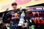 MONTMELO, SPAIN - MAY 15:  Max Verstappen of Netherlands and Red Bull Racing celebrates his win with his trophy during the Spanish Formula One Grand Prix at Circuit de Catalunya on May 15, 2016 in Montmelo, Spain.  (Photo by Mark Thompson/Getty Images)