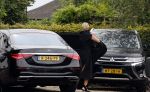 Rotterdam en Berkel en Rodenrijs 24 augustus 2023
Andre Hazes en Monique Westenberg arriveren in geblindeerde limo bij de rechtbank van Rotterdam ivm rechtszaak over dat hun zoontje Dre van school gehouden is  voor vakantie . Daarna rijden ze naar hun huis in Berkel. Er is veel pers op af gekomen . De Politie ving hen op bij de rechtbank.