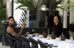 Amsterdam 8 augustus 2024
Famke Louise en Denzel Slager lunchen in Amsterdam zuid . Ze rijden in een electrische Porsche Tacan