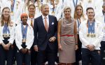 Den Haag 13 augustus 2024
Alle medaillewinnaars bij de olympische spelen op bezoek bij Koning Willem Alexander en Koningin Maxima op huis ten Bosch . oa aanwezig Femke Bol Sifan hassan Harrie Lavreysen Sharon v Rouwendaal Worthy de Jong Marit Bouwmeester Roy v d Berg de Hockey heren de hockey dames en alle roeiers.