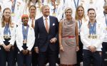 Den Haag 13 augustus 2024
Alle medaillewinnaars bij de olympische spelen op bezoek bij Koning Willem Alexander en Koningin Maxima op huis ten Bosch . oa aanwezig Femke Bol Sifan hassan Harrie Lavreysen Sharon v Rouwendaal Worthy de Jong Marit Bouwmeester Roy v d Berg de Hockey heren de hockey dames en alle roeiers.