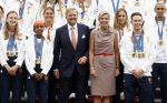 Den Haag 13 augustus 2024
Alle medaillewinnaars bij de olympische spelen op bezoek bij Koning Willem Alexander en Koningin Maxima op huis ten Bosch . oa aanwezig Femke Bol Sifan hassan Harrie Lavreysen Sharon v Rouwendaal Worthy de Jong Marit Bouwmeester Roy v d Berg de Hockey heren de hockey dames en alle roeiers.