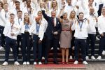 Den Haag 13 augustus 2024
Alle medaillewinnaars bij de olympische spelen op bezoek bij Koning Willem Alexander en Koningin Maxima op huis ten Bosch . oa aanwezig Femke Bol Sifan hassan Harrie Lavreysen Sharon v Rouwendaal Worthy de Jong Marit Bouwmeester Roy v d Berg de Hockey heren de hockey dames en alle roeiers.