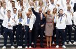 Den Haag 13 augustus 2024
Alle medaillewinnaars bij de olympische spelen op bezoek bij Koning Willem Alexander en Koningin Maxima op huis ten Bosch . oa aanwezig Femke Bol Sifan hassan Harrie Lavreysen Sharon v Rouwendaal Worthy de Jong Marit Bouwmeester Roy v d Berg de Hockey heren de hockey dames en alle roeiers.