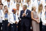Den Haag 13 augustus 2024
Alle medaillewinnaars bij de olympische spelen op bezoek bij Koning Willem Alexander en Koningin Maxima op huis ten Bosch . oa aanwezig Femke Bol Sifan hassan Harrie Lavreysen Sharon v Rouwendaal Worthy de Jong Marit Bouwmeester Roy v d Berg de Hockey heren de hockey dames en alle roeiers.