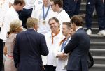 Den Haag 13 augustus 2024
Alle medaillewinnaars bij de olympische spelen op bezoek bij Koning Willem Alexander en Koningin Maxima op huis ten Bosch . oa aanwezig Femke Bol Sifan hassan Harrie Lavreysen Sharon v Rouwendaal Worthy de Jong Marit Bouwmeester Roy v d Berg de Hockey heren de hockey dames en alle roeiers.