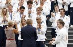 Den Haag 13 augustus 2024
Alle medaillewinnaars bij de olympische spelen op bezoek bij Koning Willem Alexander en Koningin Maxima op huis ten Bosch . oa aanwezig Femke Bol Sifan hassan Harrie Lavreysen Sharon v Rouwendaal Worthy de Jong Marit Bouwmeester Roy v d Berg de Hockey heren de hockey dames en alle roeiers.