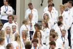Den Haag 13 augustus 2024
Alle medaillewinnaars bij de olympische spelen op bezoek bij Koning Willem Alexander en Koningin Maxima op huis ten Bosch . oa aanwezig Femke Bol Sifan hassan Harrie Lavreysen Sharon v Rouwendaal Worthy de Jong Marit Bouwmeester Roy v d Berg de Hockey heren de hockey dames en alle roeiers.