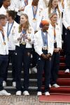Den Haag 13 augustus 2024
Alle medaillewinnaars bij de olympische spelen op bezoek bij Koning Willem Alexander en Koningin Maxima op huis ten Bosch . oa aanwezig Femke Bol Sifan hassan Harrie Lavreysen Sharon v Rouwendaal Worthy de Jong Marit Bouwmeester Roy v d Berg de Hockey heren de hockey dames en alle roeiers.