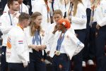 Den Haag 13 augustus 2024
Alle medaillewinnaars bij de olympische spelen op bezoek bij Koning Willem Alexander en Koningin Maxima op huis ten Bosch . oa aanwezig Femke Bol Sifan hassan Harrie Lavreysen Sharon v Rouwendaal Worthy de Jong Marit Bouwmeester Roy v d Berg de Hockey heren de hockey dames en alle roeiers.