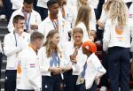 Den Haag 13 augustus 2024
Alle medaillewinnaars bij de olympische spelen op bezoek bij Koning Willem Alexander en Koningin Maxima op huis ten Bosch . oa aanwezig Femke Bol Sifan hassan Harrie Lavreysen Sharon v Rouwendaal Worthy de Jong Marit Bouwmeester Roy v d Berg de Hockey heren de hockey dames en alle roeiers.