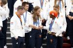 Den Haag 13 augustus 2024
Alle medaillewinnaars bij de olympische spelen op bezoek bij Koning Willem Alexander en Koningin Maxima op huis ten Bosch . oa aanwezig Femke Bol Sifan hassan Harrie Lavreysen Sharon v Rouwendaal Worthy de Jong Marit Bouwmeester Roy v d Berg de Hockey heren de hockey dames en alle roeiers.