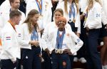 Den Haag 13 augustus 2024
Alle medaillewinnaars bij de olympische spelen op bezoek bij Koning Willem Alexander en Koningin Maxima op huis ten Bosch . oa aanwezig Femke Bol Sifan hassan Harrie Lavreysen Sharon v Rouwendaal Worthy de Jong Marit Bouwmeester Roy v d Berg de Hockey heren de hockey dames en alle roeiers.
