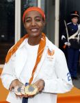 Den Haag 13 augustus 2024
De Olympische sporters die een medaille gehaald hebben worden ontvangen door premier Dick Schoof . Sifan hassan