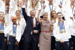 Den Haag 13 augustus 2024
Alle medaillewinnaars bij de olympische spelen op bezoek bij Koning Willem Alexander en Koningin Maxima op huis ten Bosch . oa aanwezig Femke Bol Sifan hassan Harrie Lavreysen Sharon v Rouwendaal Worthy de Jong Marit Bouwmeester Roy v d Berg de Hockey heren de hockey dames en alle roeiers.