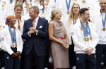 Den Haag 13 augustus 2024
Alle medaillewinnaars bij de olympische spelen op bezoek bij Koning Willem Alexander en Koningin Maxima op huis ten Bosch . oa aanwezig Femke Bol Sifan hassan Harrie Lavreysen Sharon v Rouwendaal Worthy de Jong Marit Bouwmeester Roy v d Berg de Hockey heren de hockey dames en alle roeiers.