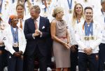 Den Haag 13 augustus 2024
Alle medaillewinnaars bij de olympische spelen op bezoek bij Koning Willem Alexander en Koningin Maxima op huis ten Bosch . oa aanwezig Femke Bol Sifan hassan Harrie Lavreysen Sharon v Rouwendaal Worthy de Jong Marit Bouwmeester Roy v d Berg de Hockey heren de hockey dames en alle roeiers.