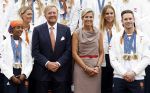 Den Haag 13 augustus 2024
Alle medaillewinnaars bij de olympische spelen op bezoek bij Koning Willem Alexander en Koningin Maxima op huis ten Bosch . oa aanwezig Femke Bol Sifan hassan Harrie Lavreysen Sharon v Rouwendaal Worthy de Jong Marit Bouwmeester Roy v d Berg de Hockey heren de hockey dames en alle roeiers.