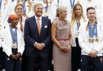 Den Haag 13 augustus 2024
Alle medaillewinnaars bij de olympische spelen op bezoek bij Koning Willem Alexander en Koningin Maxima op huis ten Bosch . oa aanwezig Femke Bol Sifan hassan Harrie Lavreysen Sharon v Rouwendaal Worthy de Jong Marit Bouwmeester Roy v d Berg de Hockey heren de hockey dames en alle roeiers.